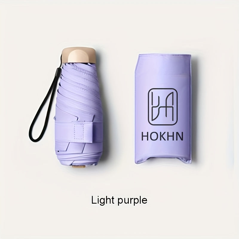 [Mini Folding Umbrella] Compact 6-Stick Bone Mini Folding Umbrella - Lightweight And Durable Handle And Frame, Manual Open/Close, Fashionable Portable, Suitable for Sun And Rain, Available in Pink, Blue, White, Gray, Cute Umbrella