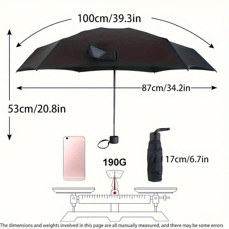 Ultra-small and Miniature Ladies' Umbrella, Pocket-sized Umbrella About the Size of a Mobile Phone, Easy to Carry for Outings, Lightweight, Compact, Cute, and Stylish, a Foldable Small Umbrella, Sun Umbrella