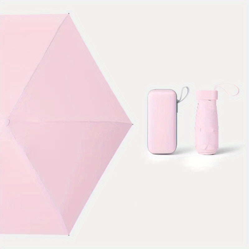 Mini Solid Colour Waterproof Umbrella With Capsule Shaped Container, Casual Durable Compact Umbrella For Men's & Women's Outdoor Activities