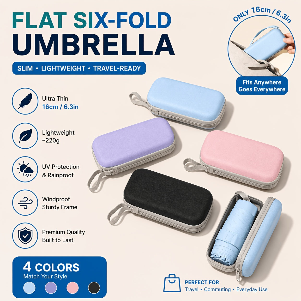 Fashionable And Popular Folding Portable Mini Mini Umbrella, Six Fold Umbrella, High-Quality Mini Ultra Light Small Umbrella, Women'S Sunshade Umbrella, Dual Purpose And, Small And Cute Fashion Umbrella, Pocket Umbrella, Folding Travel Umbrella