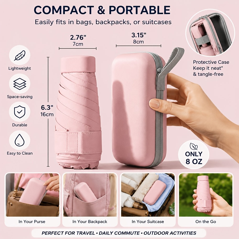 Fashionable And Popular Folding Portable Mini Mini Umbrella, Six Fold Umbrella, High-Quality Mini Ultra Light Small Umbrella, Women'S Sunshade Umbrella, Dual Purpose And, Small And Cute Fashion Umbrella, Pocket Umbrella, Folding Travel Umbrella