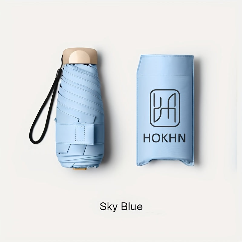 [Mini Folding Umbrella] Compact 6-Stick Bone Mini Folding Umbrella - Lightweight And Durable Handle And Frame, Manual Open/Close, Fashionable Portable, Suitable for Sun And Rain, Available in Pink, Blue, White, Gray, Cute Umbrella