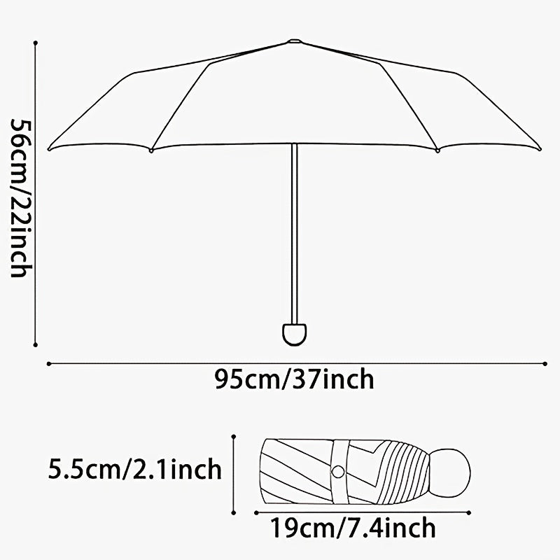 Compact Umbrella - Offers Shielding, Lightweight Collapsible Structure, 6-Ribbed Sturdy Frame, Manual Operation, A Must-Have for Travel And Outdoor Adventures, Adorable And Stylish Present, Resilient Canvas Cover