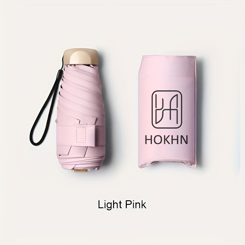 [Mini Folding Umbrella] Compact 6-Stick Bone Mini Folding Umbrella - Lightweight And Durable Handle And Frame, Manual Open/Close, Fashionable Portable, Suitable for Sun And Rain, Available in Pink, Blue, White, Gray, Cute Umbrella