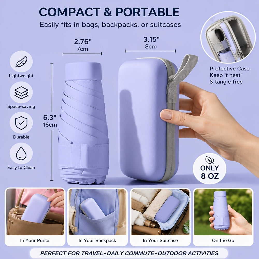 Fashionable And Popular Folding Portable Mini Mini Umbrella, Six Fold Umbrella, High-Quality Mini Ultra Light Small Umbrella, Women'S Sunshade Umbrella, Dual Purpose And, Small And Cute Fashion Umbrella, Pocket Umbrella, Folding Travel Umbrella